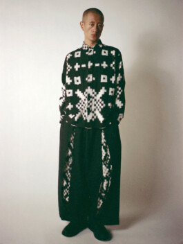 Model Sachit Gurung in black and white patterned outfit for Nor Black Nor White fashion campaign, represented by ALF modeling agency in India 