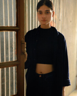 Deepika Sagar in a black crop top and shirt during natural light test shoot at ALF 