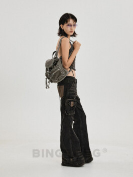 Ngawang Jinpa model posing with backpack for Bing Bong fashion campaign with Pai Models China, represented by ALF modeling agency in India 