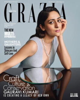 Gauravi Kumari on the cover of Grazia India May-June 2025 issue, photographed by ALF’s Tenzin Lhagyal in a refined and modern editorial portrait 